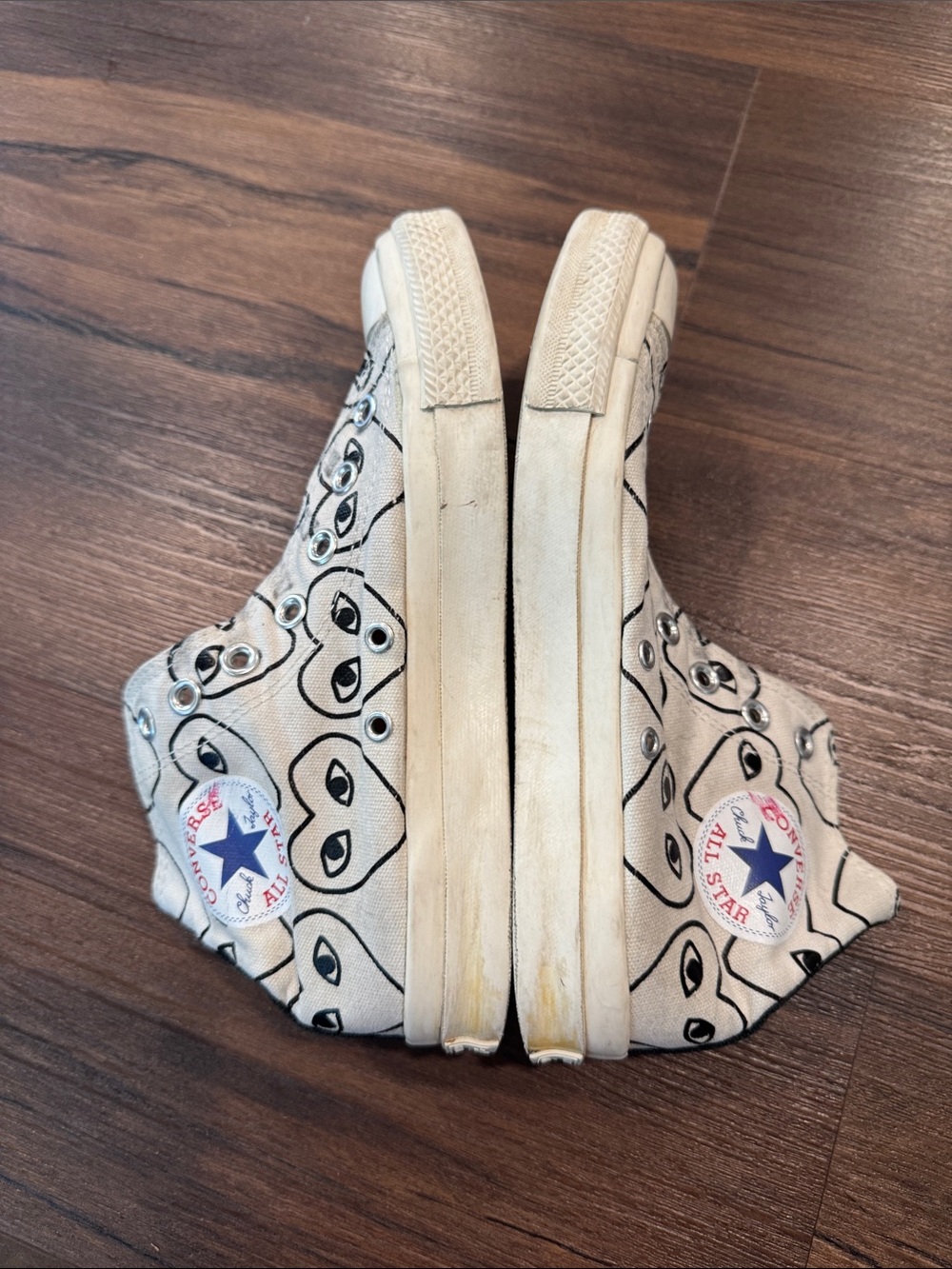 COMME des GARÇONS PLAY x Converse Chuck 70 Heart Print Sneakers Size 5.5 - Picture 9 of 13